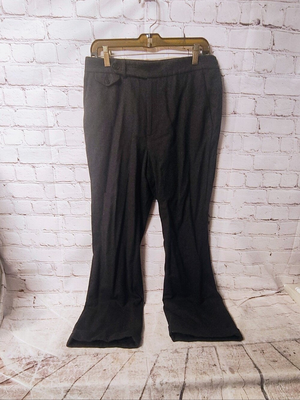 LRL Lauren Ralph Lauren Lambswool Black Trousers Career Cuffed Soft Pants Sz 10
